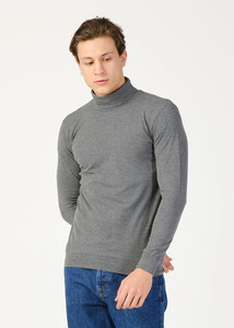 ADZE - Erkek Antrasıt Balıkçı Yaka Basic Sweatshirt