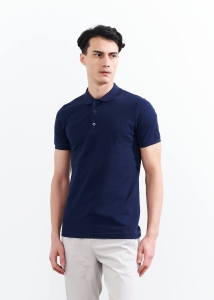 ADZE - Erkek İndigo Slim Fit Basic Polo Yaka Tişört