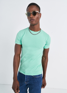 Erkek Nil Yeşili Bisiklet Yaka Basic T-shirt 