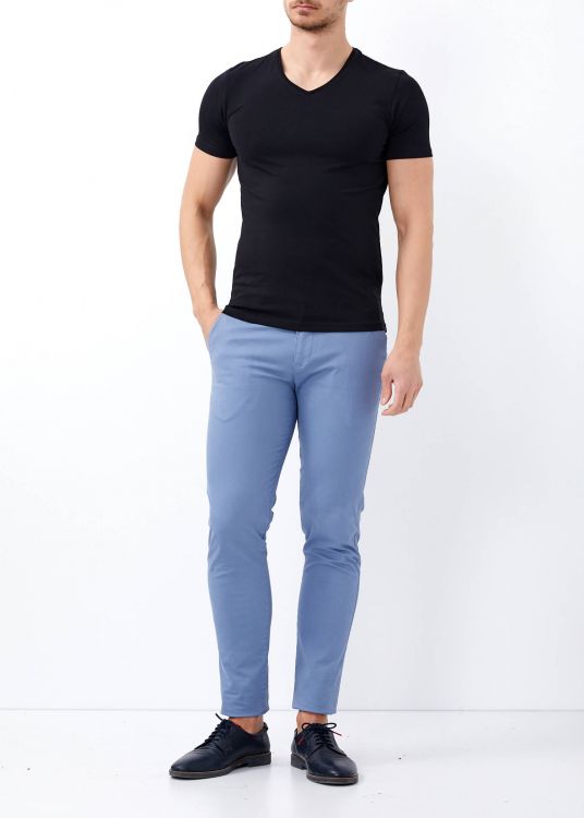 Men Black Slim Fit Lycra Basic T-Shirt - 2