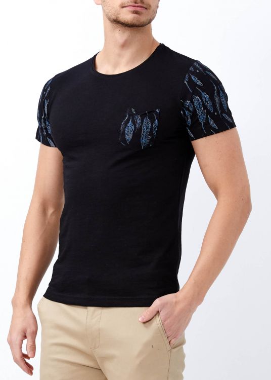 Men's Black Pocket Scoop-Neck T-Shirt - 5