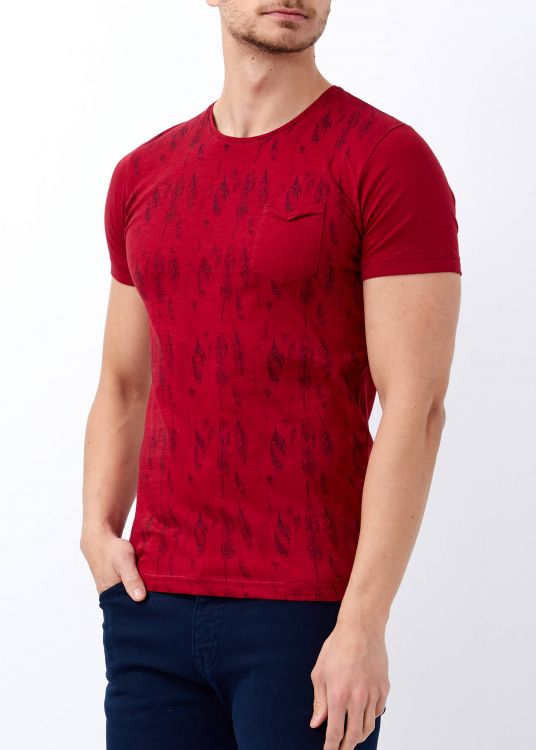 Men's Burgundy Pocket Scoop-Neck T-Shirt - 5