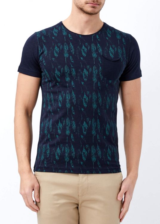 Men's Navy Pocket Scoop-Neck T-Shirt - 1
