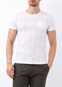 Men's White Pocket Scoop-Neck T-Shirt 