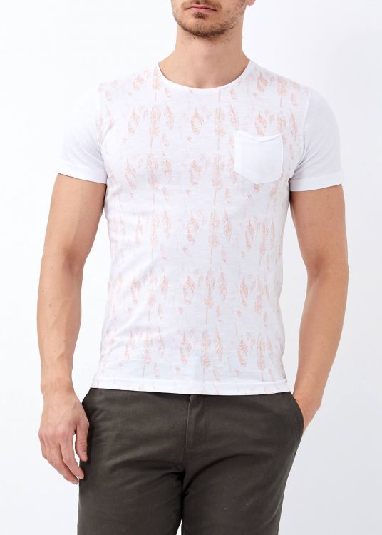 Men's White Pocket Scoop-Neck T-Shirt - 1