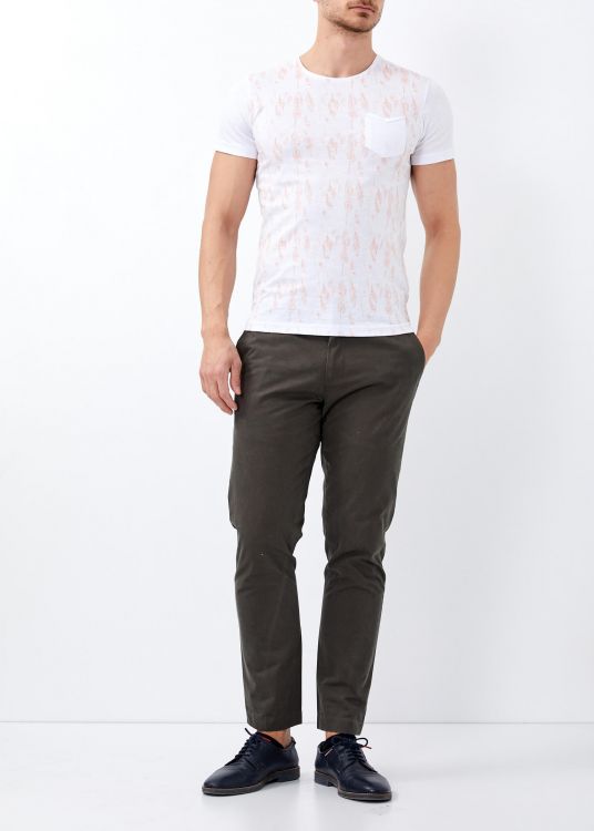 Men's White Pocket Scoop-Neck T-Shirt - 2