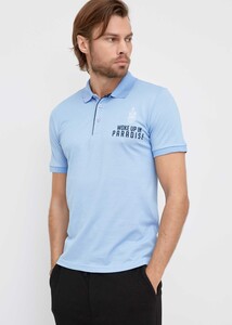 Toptan Erkek Açık Mavi Polo Yaka Düğmeli T-shirt