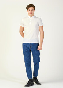 ADZE TOPTAN - Toptan Erkek Beyaz Desenli Polo Yaka T-shirt 