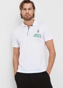 Toptan Erkek Beyaz Polo Yaka Düğmeli T-shirt