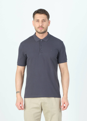 Wholesale Men's Anthracite Basic Polo Neck T-Shirt 
