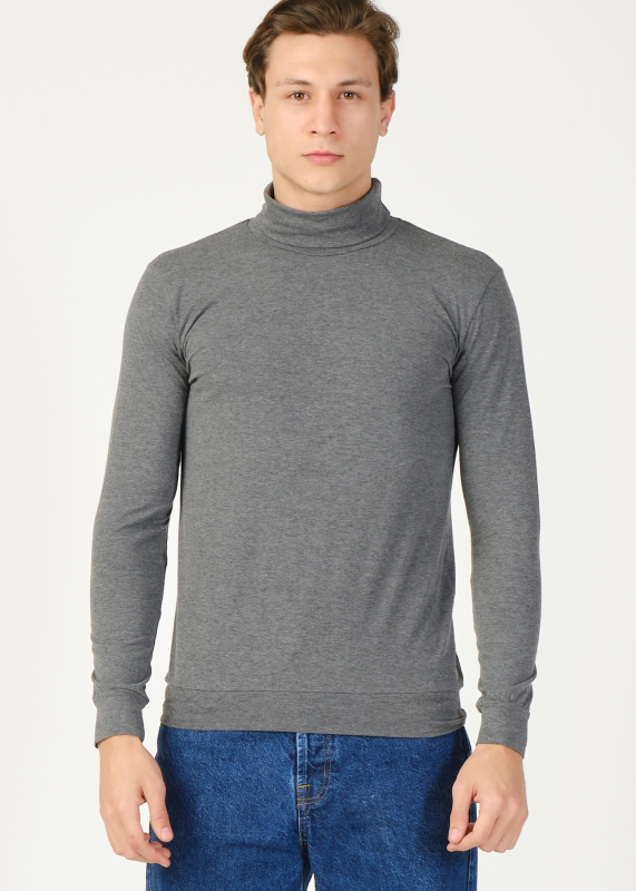 Wholesale Men's Anthracite Crew Neck Long Sleeve Sweatshirt - 5