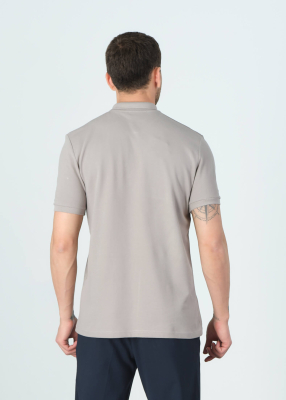 Wholesale Men's Beige Basic Polo Neck T-Shirt - 3