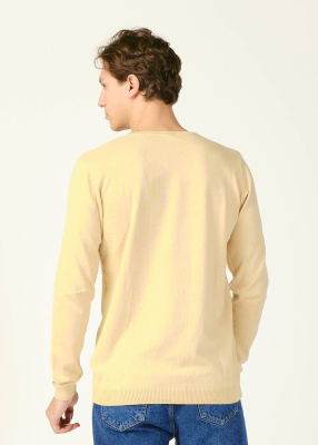  Wholesale Men's Beige Crew Neck Sports Sweater - 4