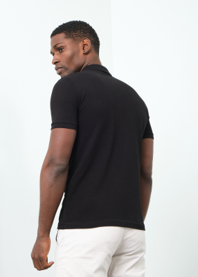 Wholesale Men's Black Basic Polo Neck T-Shirt - 2