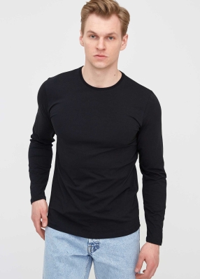 Wholesale Men's Black Crew Neck Long Sleeve Sweatshirt 