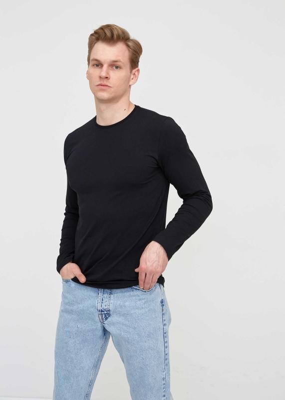 Wholesale Men's Black Crew Neck Long Sleeve Sweatshirt - 5