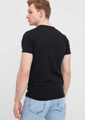 Wholesale Men's Black Crew Neck Lycra Oversized T-Shirt - 3