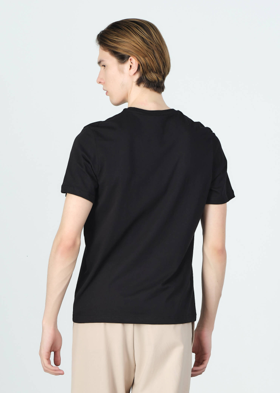 Wholesale Men's Black Embroidery Printed Regular Fit T-Shirt - 5