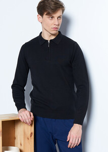 Wholesale Men's Black Polo Neck Basic Sweater 