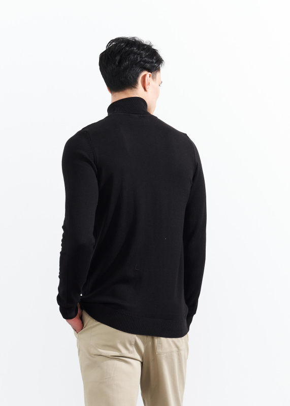 Wholesale Men's Black Turtle Neck Viscose Basic Sweater - 5
