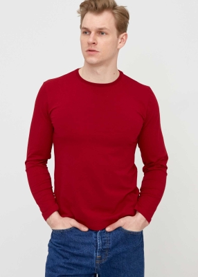 Wholesale Men's Burgundy Crew Neck Long Sleeve Sweatshirt 