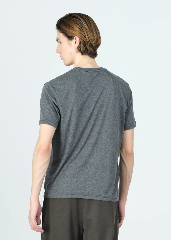 Wholesale Men's Dark Grey Embroidery Printed Regular Fit T-Shirt - 5