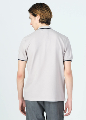 Wholesale Men's Grey Striped Polo Neck T-shirt - 4