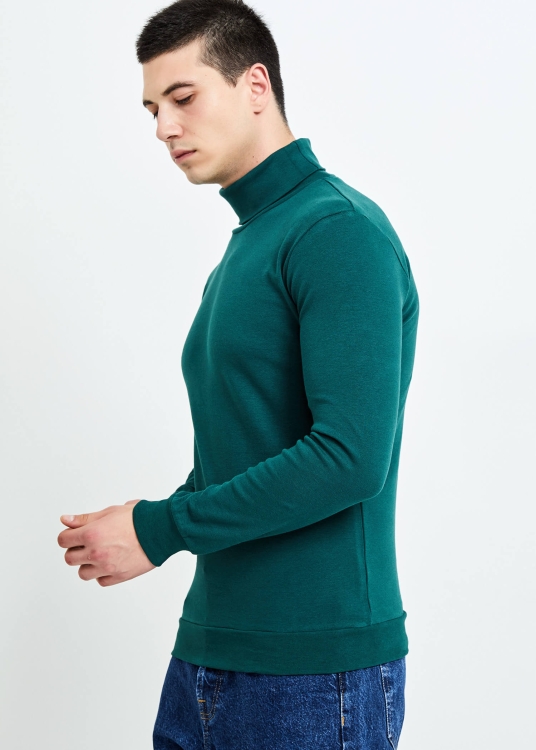 Wholesale Men's Hunter Full Turtleneck Basic Sweatshirt - 3
