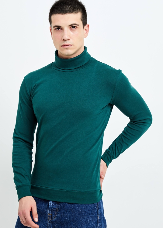 Wholesale Men's Hunter Full Turtleneck Basic Sweatshirt - 4
