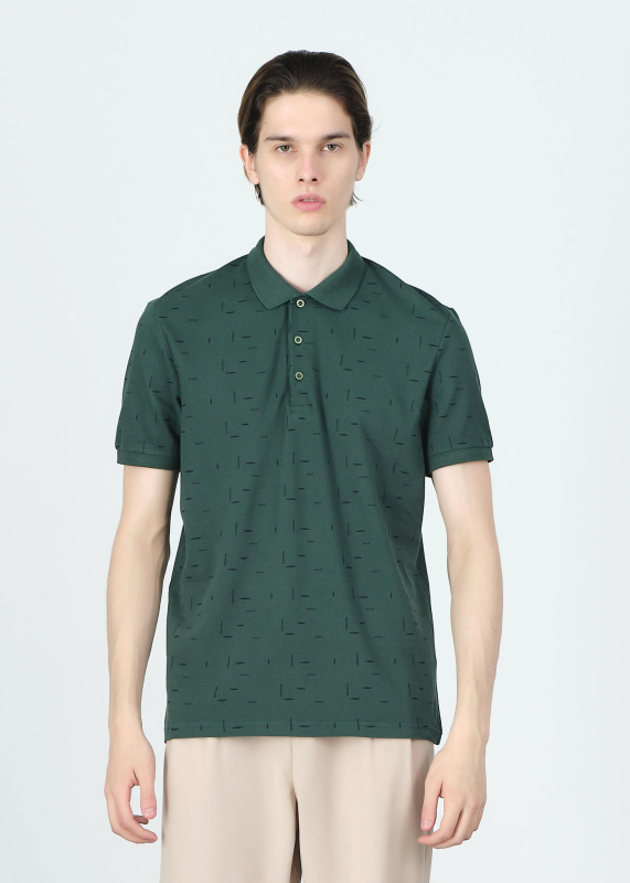 Wholesale Men's Hunter Printed Polo Neck Regular Fit T-shirt - 1
