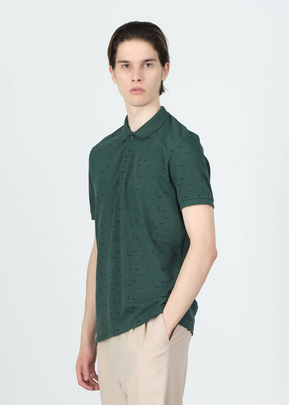 Wholesale Men's Hunter Printed Polo Neck Regular Fit T-shirt - 3
