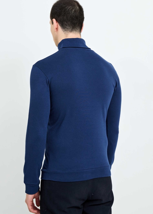 Wholesale Men's Indigo Full Turtleneck Basic Sweatshirt - 3