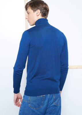 Wholesale Men's Indıgo Turtle Neck Viscose Basic Sweater - 3
