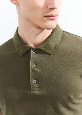 Wholesale Men's Khakı Basic Polo Neck T-Shirt - 3