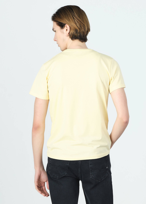 Wholesale Men's Lemon Crew Neck Lycra T-shirt - 4
