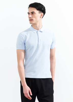Wholesale Men's Light Blue Basic Polo Neck T-Shirt 
