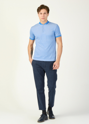  Wholesale Men's Light Blue Grandad Collar T-Shirt - 2