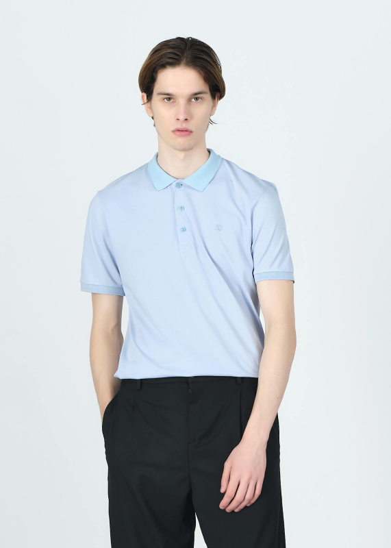 Wholesale Mens Lıght Blue Polo Collar Regular Fit T-shırt - 6