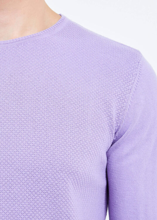  Wholesale Men's Light Purple Crew Neck Sports Sweater - 4