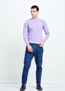  Wholesale Men's Light Purple Crew Neck Sports Sweater - 2