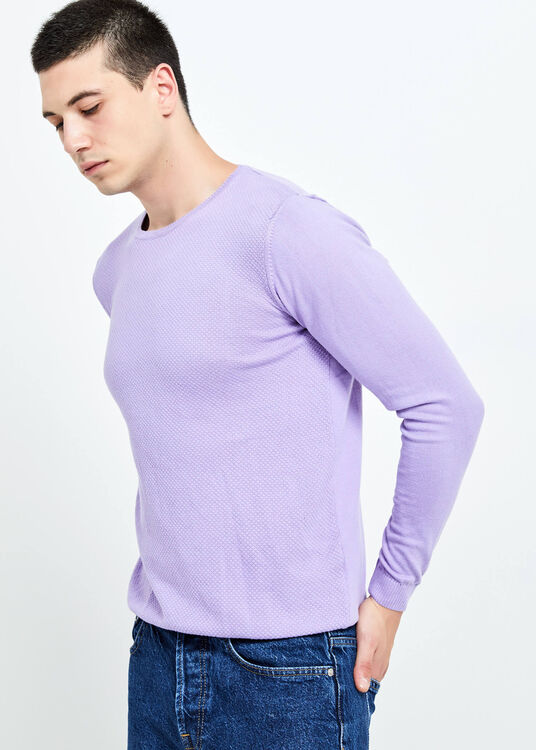  Wholesale Men's Light Purple Crew Neck Sports Sweater - 5