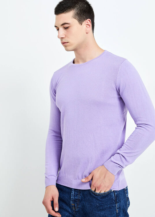  Wholesale Men's Light Purple Crew Neck Sports Sweater - 1