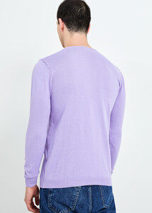  Wholesale Men's Light Purple Crew Neck Sports Sweater - 3
