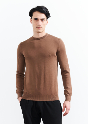  Wholesale Men's Mink Crew Neck Basic Cotton Sweater - 1
