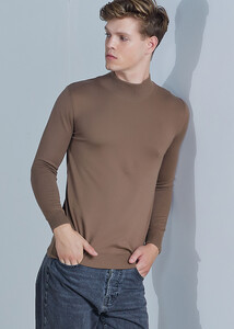 Wholesale Men's Mink Mock Neck Viscose Basic Sweater 