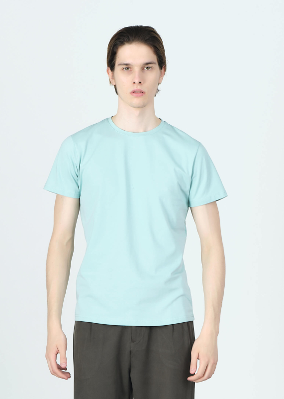 Wholesale Men's Mint Crew Neck Lycra T-shirt - 1