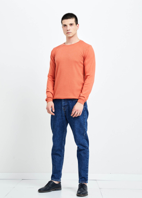  Wholesale Men's Orange Crew Neck Sports Sweater - 2