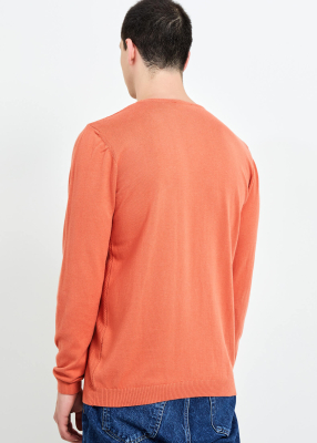  Wholesale Men's Orange Crew Neck Sports Sweater - 3