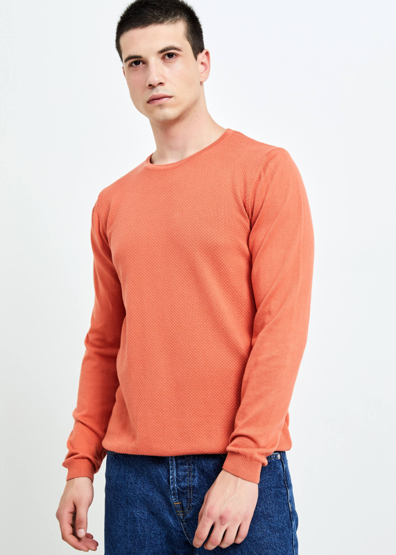  Wholesale Men's Orange Crew Neck Sports Sweater - 5