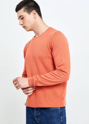  Wholesale Men's Orange Crew Neck Sports Sweater 